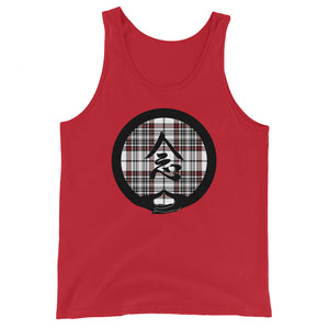 Mudra-Mindfulness on White-Red-Black Plaid (avail. in 3 colors)