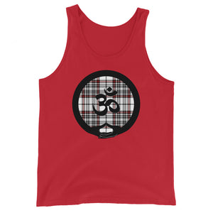 Mudra-OM on White-Red-Black Plaid (avail. in 3 colors)