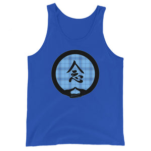 Mudra-Mindfulness on Light Blue Plaid2 (avail. in 3 colors)