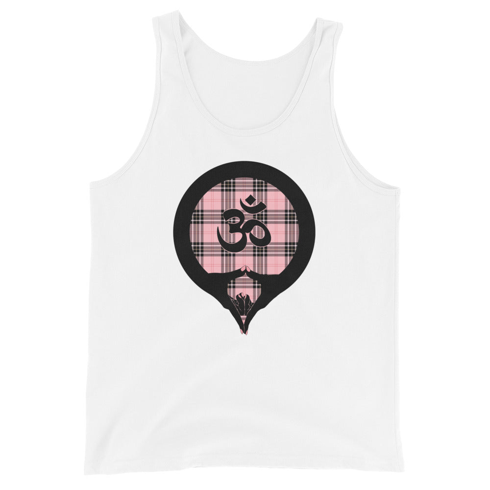 Yoni Mudra-Om on Pink Plaid2 (avail. in 2 colors)