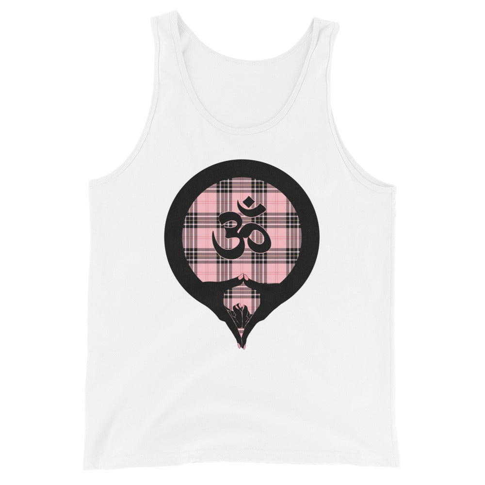 Yoni Mudra-Om on Pink Plaid2 (avail. in 2 colors)