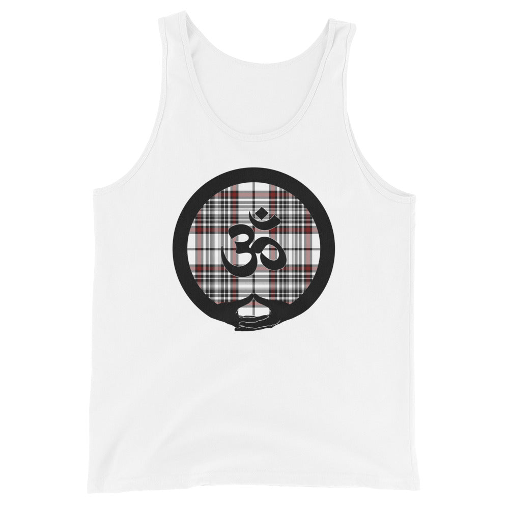 Mudra-OM on White-Red-Black Plaid (avail. in 3 colors)